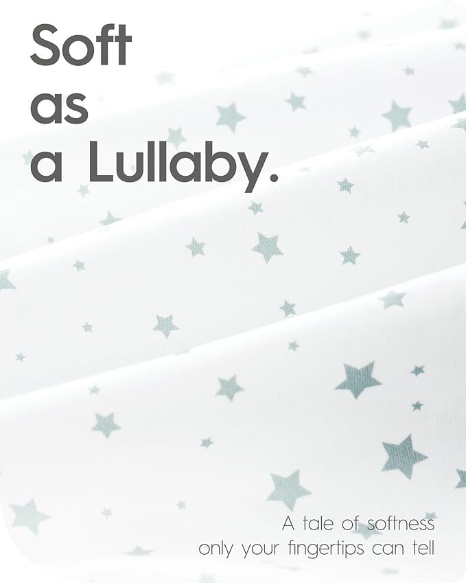 TotBasic Crib Fitted Sheet Star, Super Stretchy Jersey Crib Sheets, Buttery Soft Boy Crib Mattress Sheets, Ultra Breathable Baby Bed Sheets 28x52x9 Extra Deep Pocket, 2 Pack