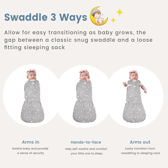 ZIGJOY Baby Swaddle Sleep Sack, 1.0 TOG Sleep Sack Swaddles for Newborns & infant 6-12 Months 100% Cotton Baby Wearable Blanket for Newborn Registry Essentials