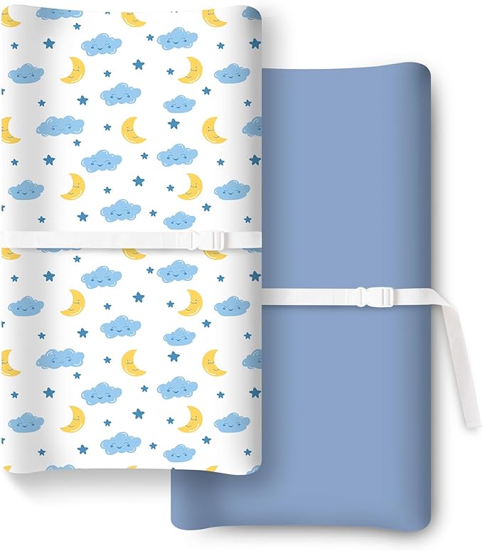 Extra Stretchy Changing Pad Cover, Ultra Soft Premium Jersey Knit Changing Pad Sheets, Unisex for Boys Girls, Fits All Standard Changing Tables/Dresser Tops - 2 Pack