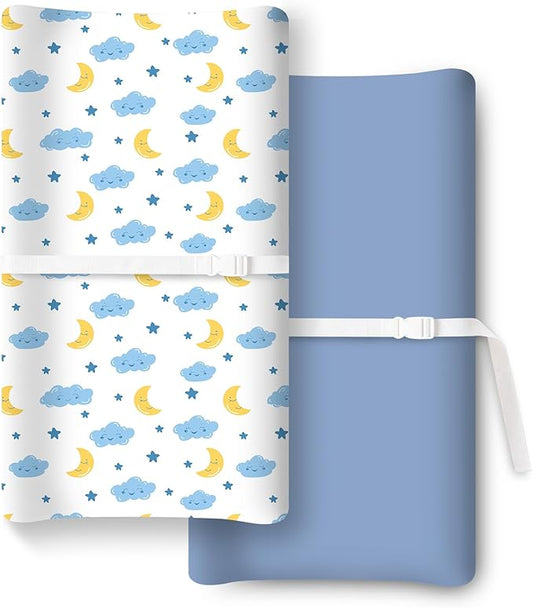 Extra Stretchy Changing Pad Cover, Ultra Soft Premium Jersey Knit Changing Pad Sheets, Unisex for Boys Girls, Fits All Standard Changing Tables/Dresser Tops - 2 Pack