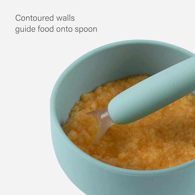 YOOFOREA Baby Led Weaning Supplies I Toddler Infant Baby Essentials First Stage I Baby Feeding Set - Tiny Cup, Suction Bowl & Plate I 100% Platinum Food Grade Silicone I BPA BPS PVC Free - Fog