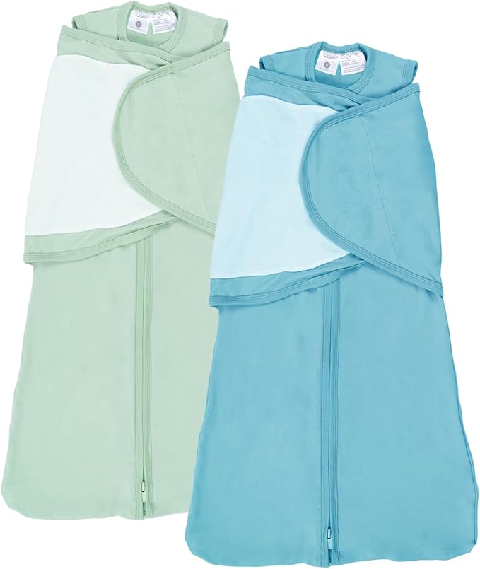 littogoose 2-Pack 0.5 TOG Newborn Sleep Sack, All-in-One Swaddle Wrap with Silent Velcro for Infants (0–3 Months)