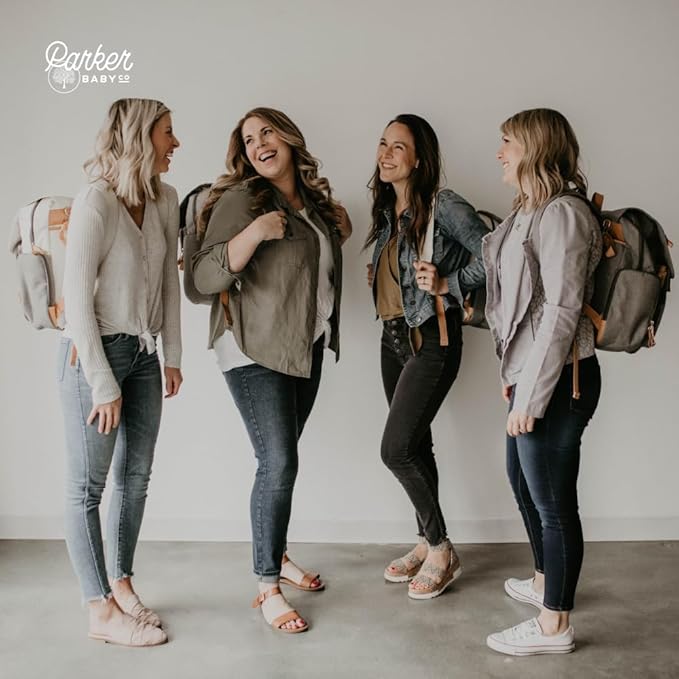Parker Baby Co. Diaper Backpack - Large Diaper Bag with Insulated Pockets, Stroller Straps and Changing Pad -Birch Bag - Black