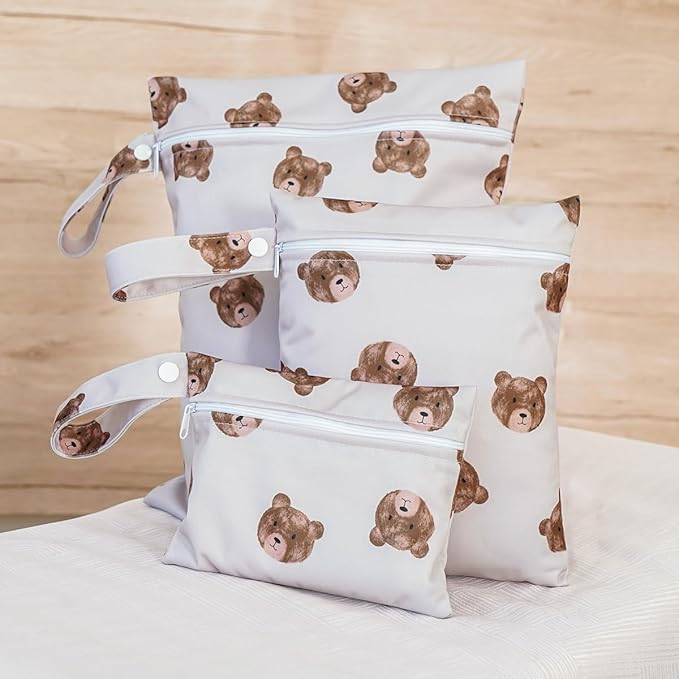 Happy Flute 3 Set Wet Bag Storage Bag Zipper Waterproof Washable Travel Bags, Beach, Pool, Gym Bag for Cloth Diaper, Swimsuits & Wet Clothes(HF01)