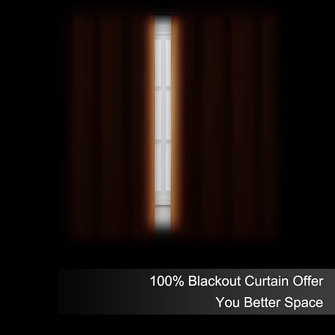 LEMOMO 100% Blackout Curtains 52 x 72 Inch/Orange Curtains 2 Panels with Black Lining Room Darkening Thermal Insulated Bedroom Curtains