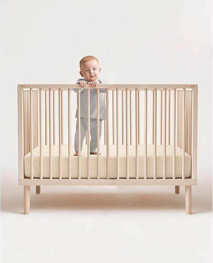 lulumoon Baby Muslin Crib Sheets - Toddler Cotton Fitted Crib Sheets Neutral for Boys and Girls 2Pack