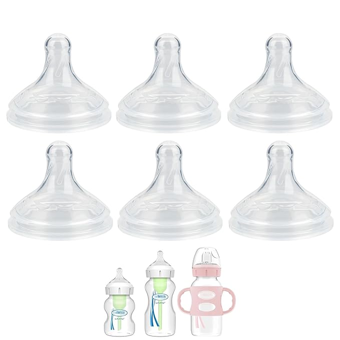 Silicone Nipple for Dr. Brown's Natural Flow Level 3 Wide-Neck Baby Bottle, 6m+, Fast Flow, 6 Count
