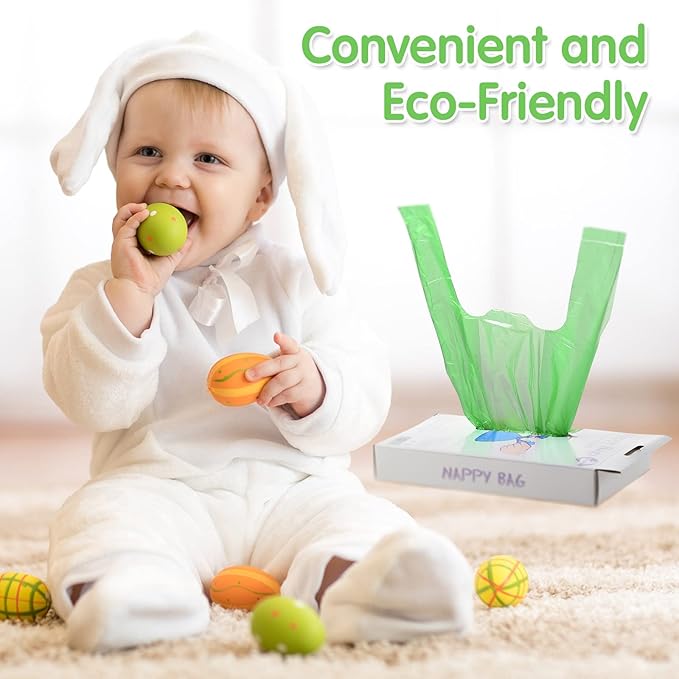 1600 Count Baby Disposable Diaper Bags Scented Diaper Sacks with Tie Handle Disposal Trash Sacks Baby Poop Waste Bag Refill(Green)