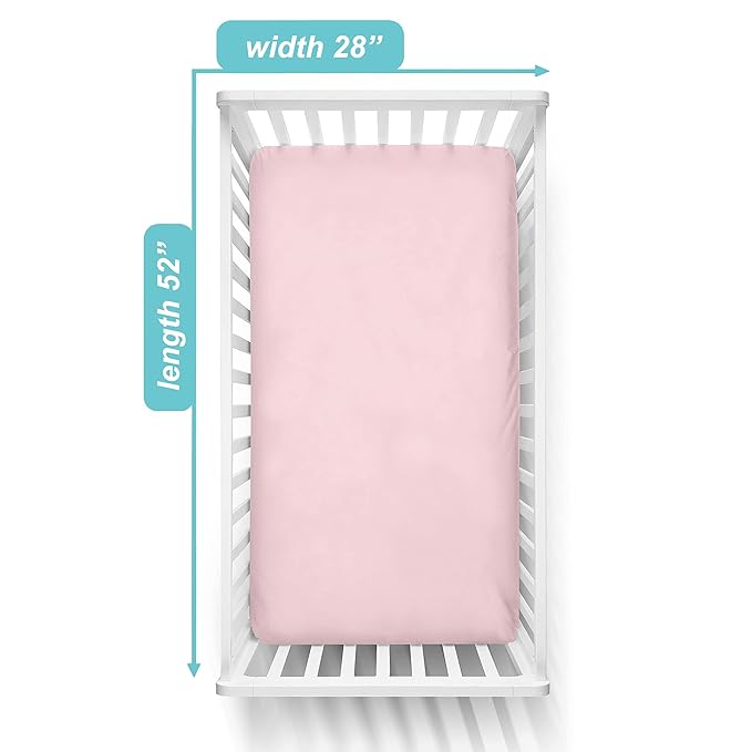 American Baby Company 2 Pack Fitted Crib Sheets 28" x 52", Soft Breathable Neutral 100% Cotton Jersey Sheet, Pink, for Boys and Girls, Fits Crib and Toddler Bed mattresses