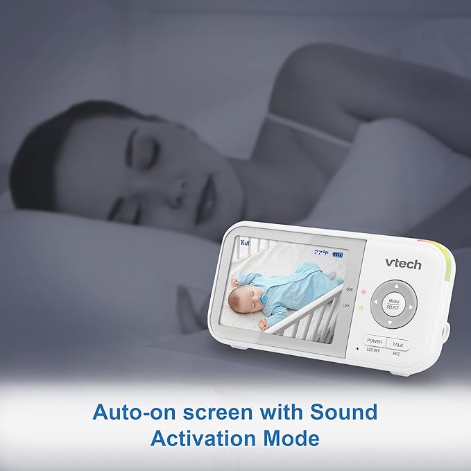 VTech VM923-2 Baby Monitor, 2.8”Screen, 1000ft Range, Pan-Tilt-Zoom, Night Vision, 2-Way Audio, Temperature Sensor, Lullabies, Secured Transmission No WiFi