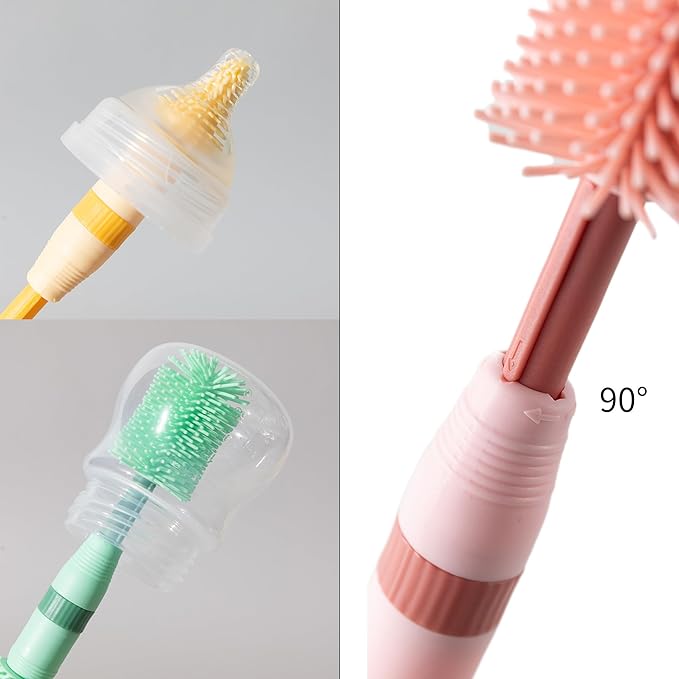 Chemimoso Small Silicone Baby Bottle Brush for Newborn Anti-Colic Baby Bottles， Portable Travel Bottle Cleaner Brush, Suit for Baby Bottles Less Than 8 OZ, Blue