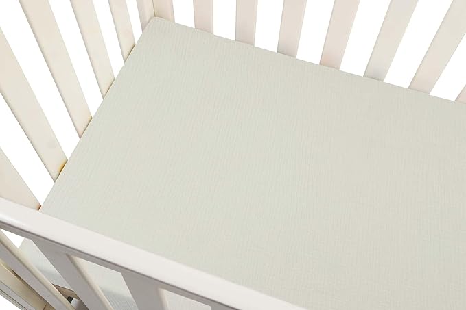 Onacosht Muslin Crib Sheets for Boys Girls, Soft Breathable 100% Cotton Baby Fitted Sheet 52" x 28" for Standard Toddler Crib Mattress, 2 Pack, Fog and Beige