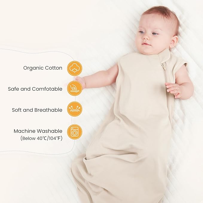 kaiya baby Unisex Sleeping Bag for Babies and Toddlers 0.5 Tog Sleep Sack 0-6 Months, Newborn Sleep Sack, Wearable Blanket Baby, One Piece Sleeveless, Gifts for Baby