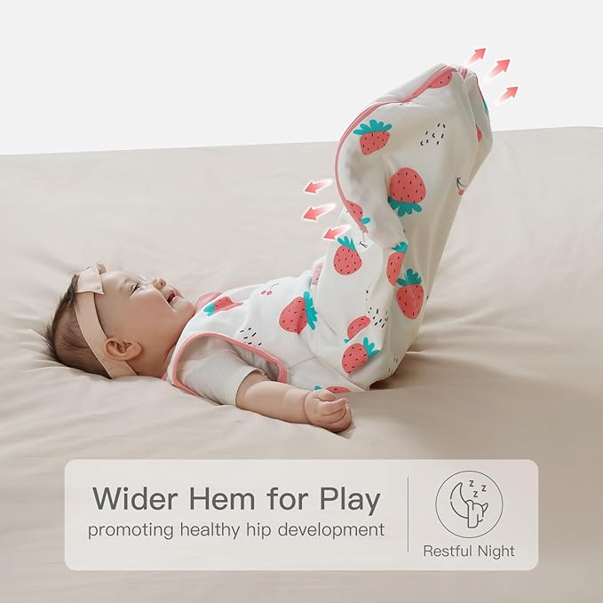 usbettas 1.0 Tog 2.5 Tog Baby Sleep Sack, 100% Cotton Baby Sleeping Bag 3-24M, 2-Way Zipper Baby Wearable Blanket