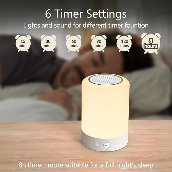 Kipcush White Noise Machine with Night Light – 20 Non-Looping Sleep Sounds, Rechargeable Battery, Touch Control, 6 Timers & Memory Function | Portable Sound Machine for Baby, Adults, Nursery, Travel