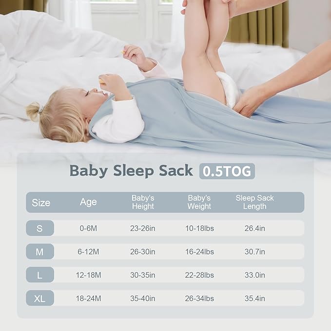 Wrrernsin Baby Sleep Sack 12-18 Months Baby Wearable Blanket 100% Cotton TOG 0.5 2-Way Zipper Newborn Sleeping Bag, 3 Pack Comfy Lightweight Sleep Sacks for Babies