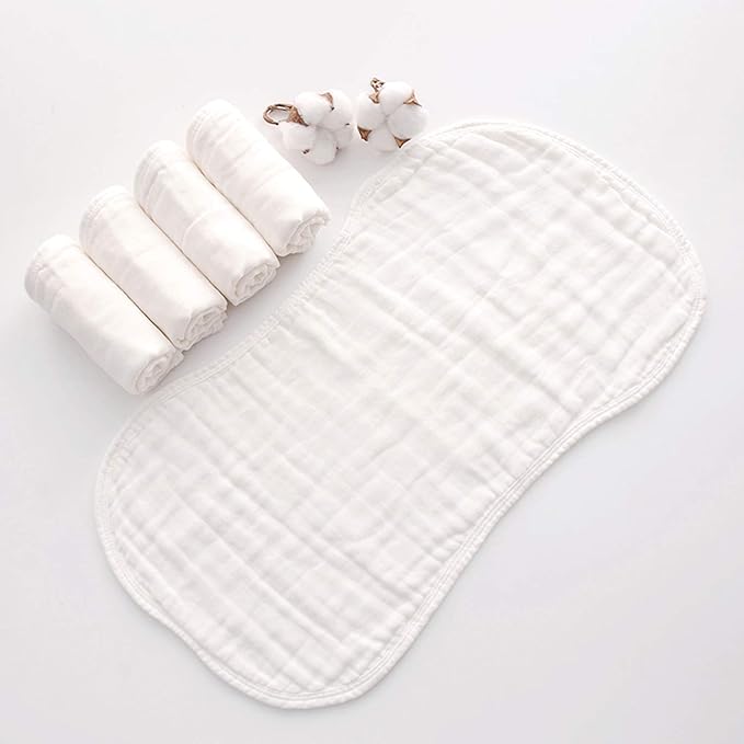 MUKIN Baby Burp Cloths - Burp Cloth Sets for Unisex. Perfect for Newborn Baby Burping Cloths/Burp Bibs. Newborn Burping Rags for Boys and Girls (White)