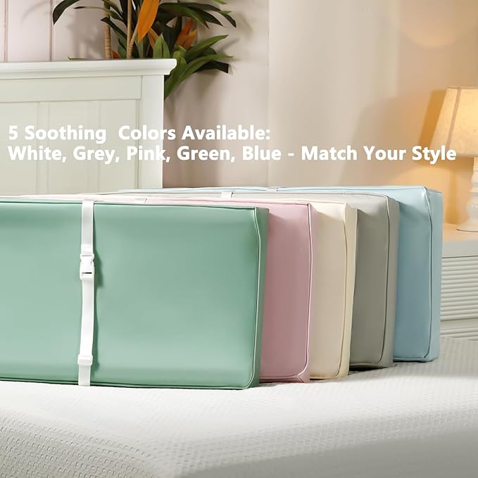 Vegan Leather Changing Pad Cover with Zipper - 31"X 16" - Waterproof Wipeable, Extra Thick & Portable & Non-Slip Diaper Mat - Fits Standard Changing Tables (Beige)
