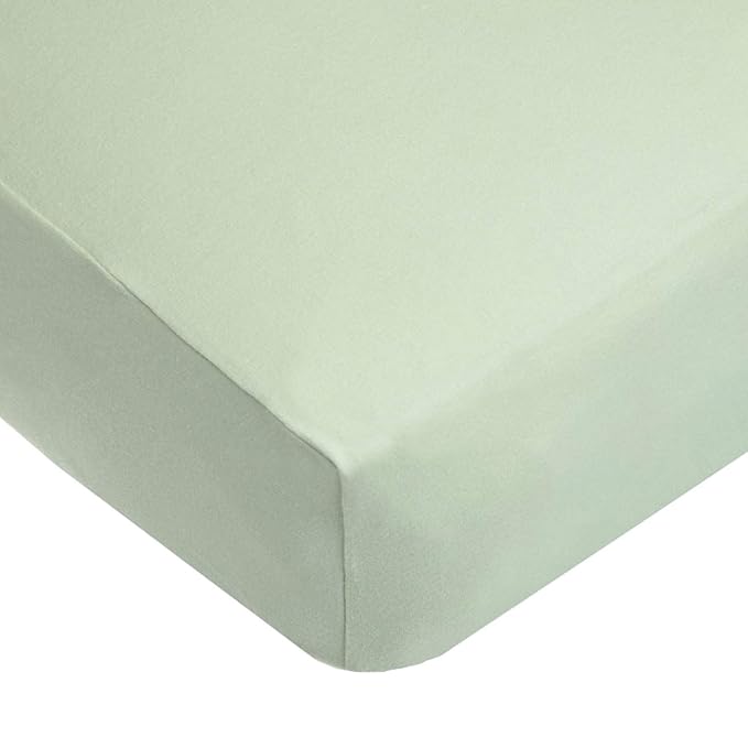 American Baby Company 2 Pack 100% Natural Cotton Fitted Crib Sheets 52" x 28" - Soft, Breathable, Hypoallergenic & Gentle Toddler Bed Sheets, Celery and White, Neutral for Boys & Girls