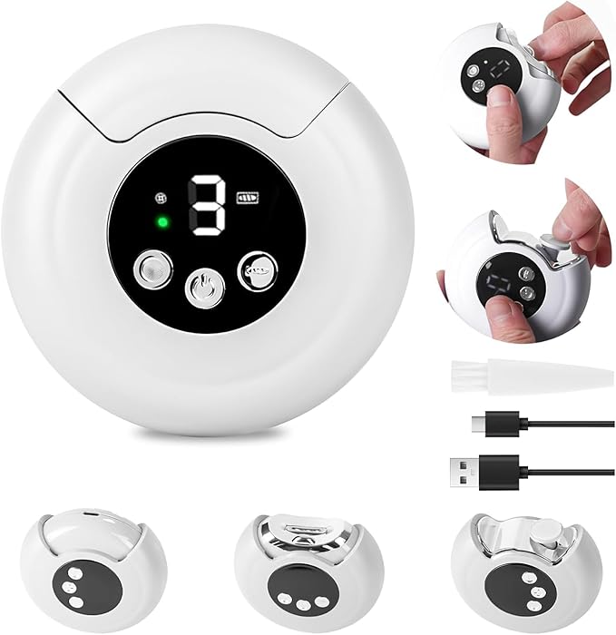 3-in-1 Automatic Electric Nail Clipper with LED Light & Nail File, 3 Speeds LCD Digital Display, Nail Clip Storage, USB Rechargeable Safety Fingernail Trimmer for Baby, Kids, Seniors
