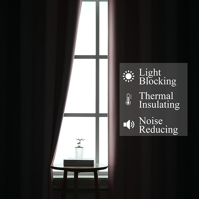 Ombre Pink and Gray Blackout Curtains 96 Inches Long, Full Room Darkening Curtains for Bedroom, Grommet Thermal Insulated Gradient Drapes, Full Light Blocking Curtains 2 Panels,52x96 Inch
