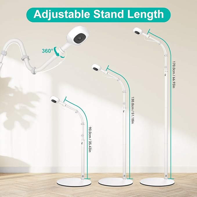 Upgraded Nanit Floor Stand, Heavy-Duty Nanit Pro Baby Monitor Stand Adjustable Gooseneck Holder Compatibility for Nanit Pro/Plus/Original Cameras, No Tools or Wall Damage (Camera Not Included)