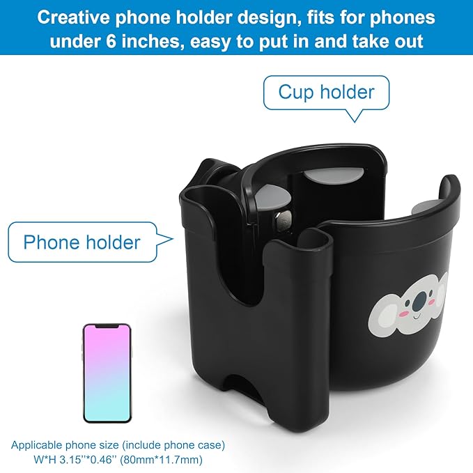 Accmor 2-in-1 Walker Cup Holder with Phone Holder, Wheelchair Cup Holder, Rollator Cup Holder, Cup Phone Holder for Walker, Wheelchair, Rollator, Mobility Scooter