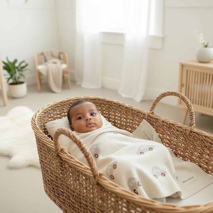 Knit Baby Blanket for Girls and Boys 100% Cotton Buttery Soft Cozy Receiving Swaddle Stroller Blanket for Shower Gift Registry for Newborns, Infants, Toddlers (Cars - Cream)