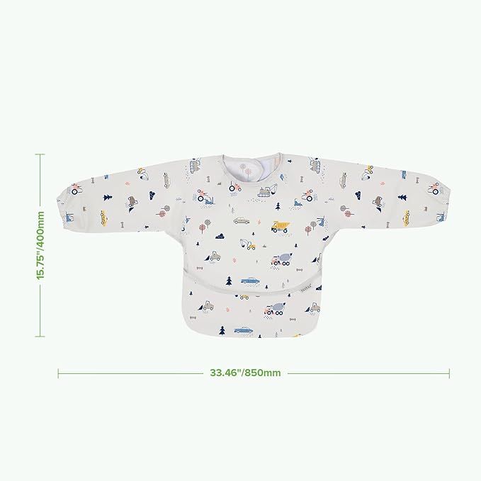 haakaa Long Sleeve Baby Bib, Waterproof & Adjustable Baby Smock Bib for Eating, Painting & Play, Easy Wipe Clean, 6–24M