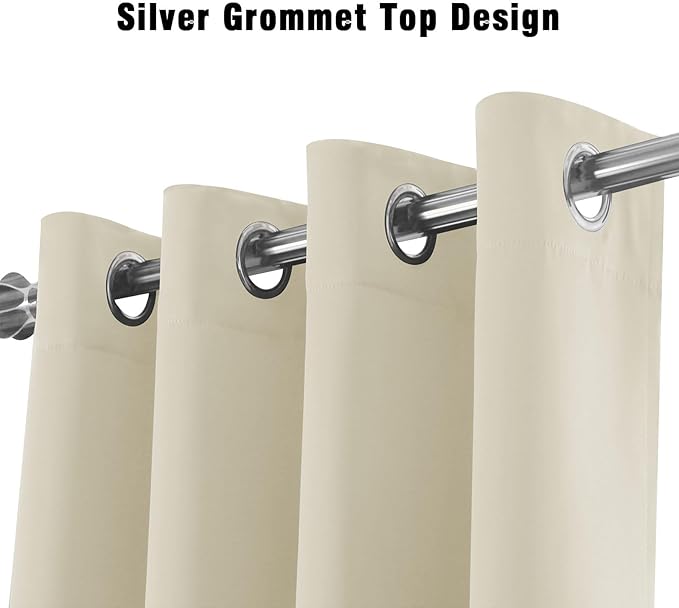 Extra Long Blackout Curtains - 2 Story High Living Room Drapes - Tall Curtains for High Ceiling or Long Window - 144 156 168 192 204 216 240 Inch 12ft-20ft Length(1 Panel,Beige, 52″x168″)