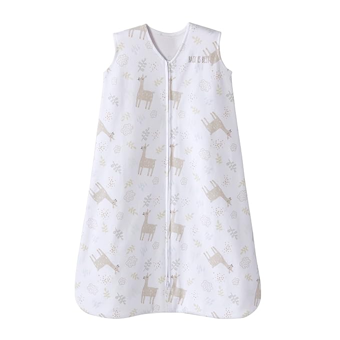 HALO SleepSack, 100% Cotton Wearable Blanket, Swaddle Transition Sleeping Bag, TOG 0.5, Llama Sand, Size Medium, 6-12 Months