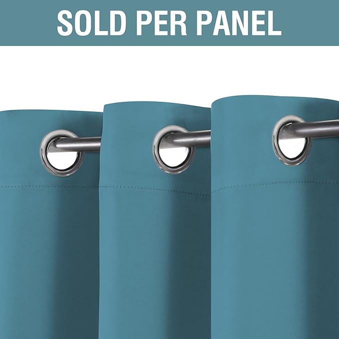 H.VERSAILTEX Blackout Curtain for Living Room Thermal Insulated Window Treatment Curtain Extra Long 96 inch Length Energy Saving Solid Grommet Top Blackout Drape, One Panel, Storm Blue, 52" W x 96" L