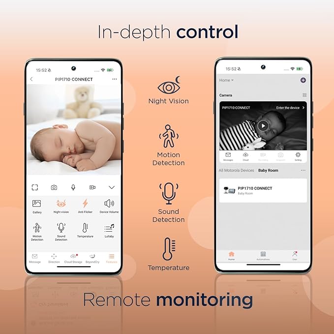 Motorola Nursery PIP1710 Connect – Wi-Fi Baby Monitor with Motorized HD Camera and 5" Touch Screen | Cry Detection and Translation, Motorola Baby App, Night Vision