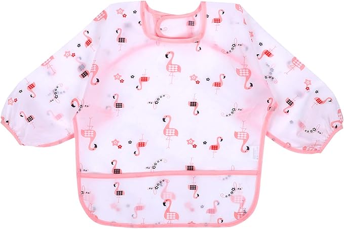 Accmor 4 Pack Long Sleeve Bibs, Baby Smock Waterproof Sleeved Bib Smock for Baby Toddler 6-36 Months