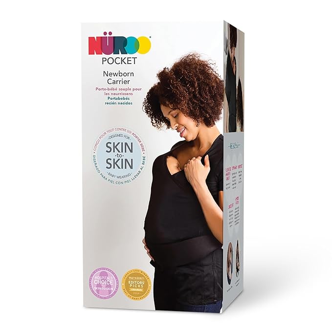 Brownmed Pocket Skin-to-Skin Baby Carrier Shirt for Mom & Newborn - Full-Coverage Baby Wrap Carrier - Black - Medium