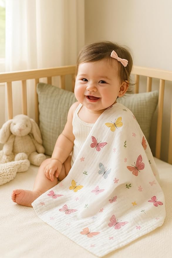 Soft 100% Cotton Swaddles for Newborns, 2- Pack - Large, Breathable Baby Blanket - Versatile, Durable Muslin Swaddle Blankets - Perfect Newborn Essentials (Butterfly/Sunshine)