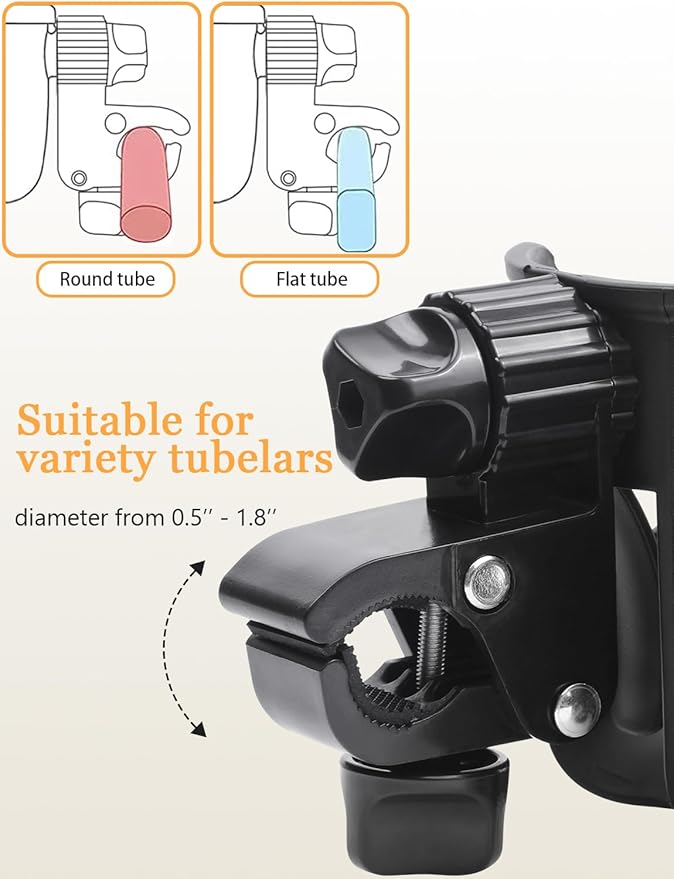 Universal Stroller Cup Holder with Phone Holder, 360° Rotatable Strong Clip, Big Storage Space for Walker, Wheelchair, Stroller, Bike (UM-SCH-B2507)