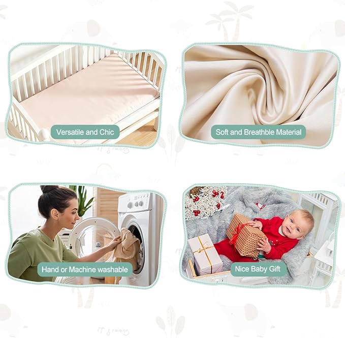 4 Pack Bassinet Sheets 21” x 35”, Compatible with Besrey, Foalom, MiClassic, Milliard and Large Bassinet Mattress, Soft and Skin-Friendly, Blue and Color Rainbow