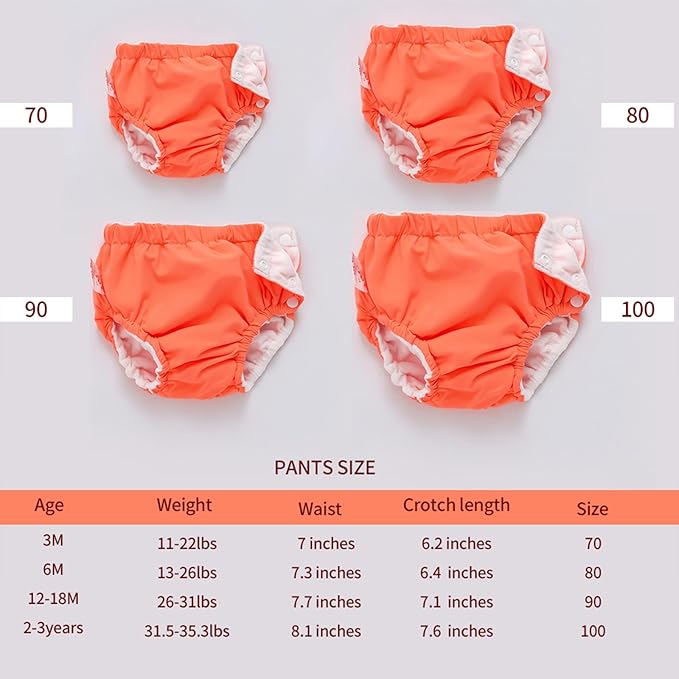 IIjnUhb Swim Diapers Baby Reusable 2 Pack,Washable Pants for 0-3 Years Boys Girls Swimming Lesson Shower Gifts