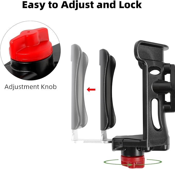 Motorcycle Cup Holder, Upgraded Adjustable Angle Drink Holder for Large Water Bottles (2.36" to 3.54" Dia), Universal Water Bottle Holder for Bike Scooter Boat Stroller Golf Push Cart Wheelchair
