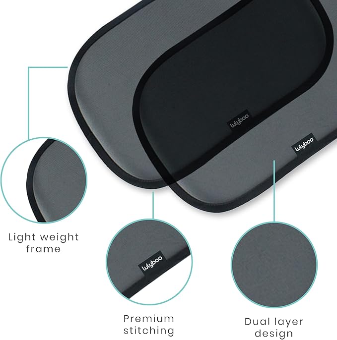 Lulyboo Car Window Shades for Baby (2 pk), Oval Cling Sun Shade, Black