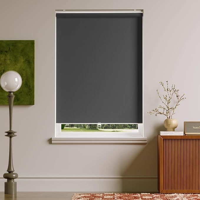 Cordless Roller Shades Blackout Blinds for Windows Room Darkening Rolled Up Shades with Spring System, UV Protection Window Shades Door Blinds for Home and Office (Grey, 36" W x 72" H)