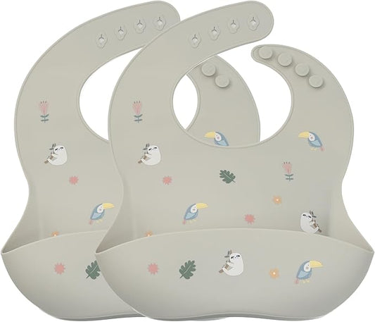 noüka Baby Feeding Bib | 100% Food-Grade Silicone | Comes With A Deep Pocket | Mess Proof & Soft | Dishwasher Friendly