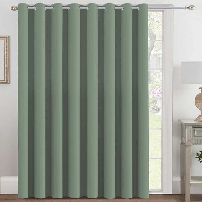 H.VERSAILTEX Blackout Patio Curtains 100 x 96 Inches for Sliding Door Extral Wide Blackout Curtain Panels Thermal Insulated Room Divider - Grommet Top, 8' Tall by 8.5' Wide - Green Bay