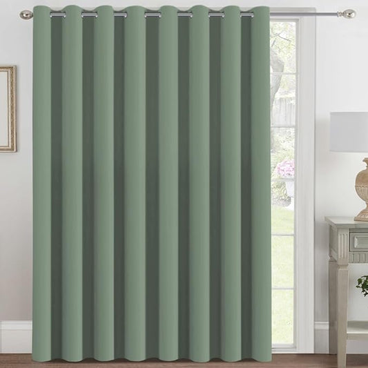 H.VERSAILTEX Blackout Patio Curtains 100 x 96 Inches for Sliding Door Extral Wide Blackout Curtain Panels Thermal Insulated Room Divider - Grommet Top, 8' Tall by 8.5' Wide - Green Bay