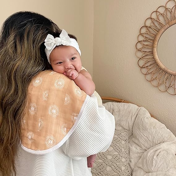 aden + anais Burpy Bib, 100% Cotton Muslin, Soft Absorbent 4 Layers, Multi-Use Burp Cloth and Bib, 22.5" X 11", 2 Pack, Keep Rising