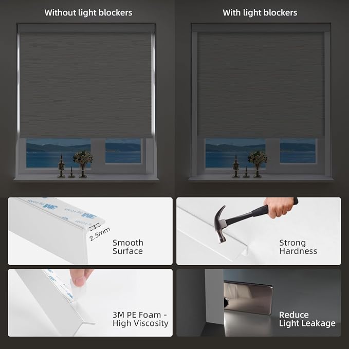 ZSTARR Motorized Smart Blind for Window with Remote Control, Automatic Blackout Roller Shade Customizable Size,with Valance Child Safety Rechargeable Battery Blinds (Full Blackout Beige)
