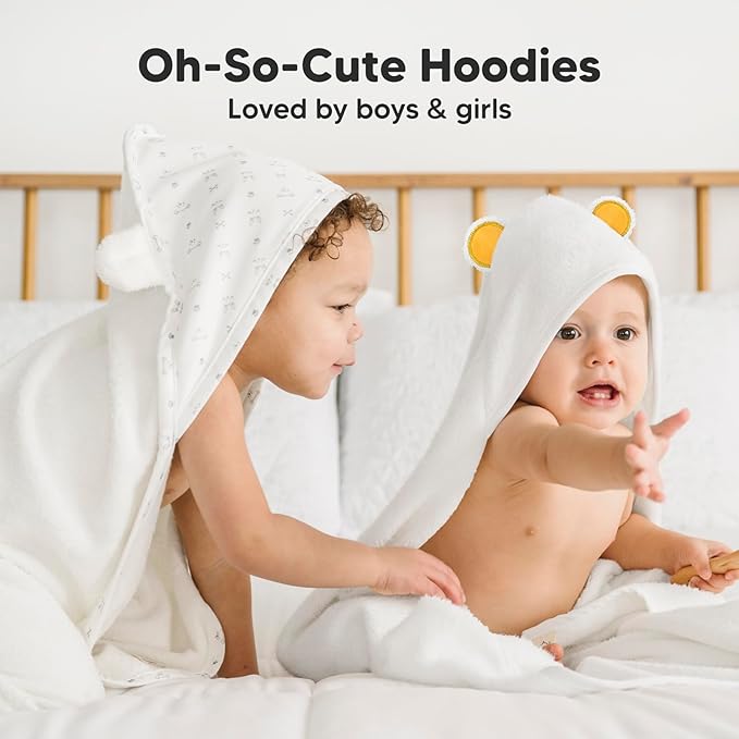 KeaBabies Hooded Baby Towel for Newborn - Viscose Derived from Bamboo Large Baby Bath Towels with Hood for Boys, Girls, Toddler, Extra Absorbent & Soft Newborn Bath Essentials (Bear, Regular)