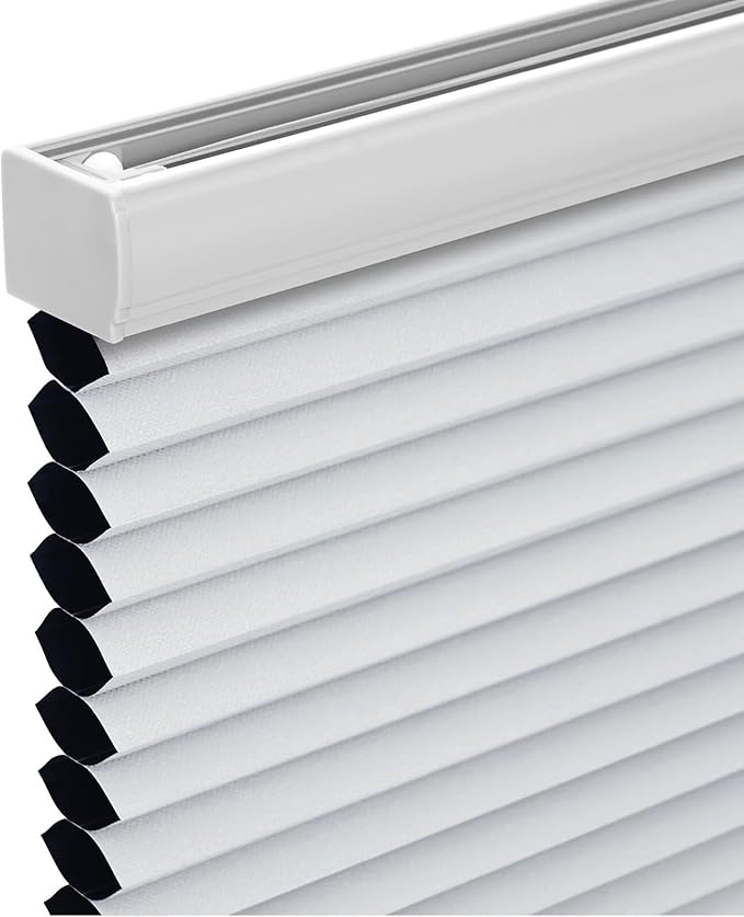 Changshade Cordless Cellular Shades, Light Filtering Honeycomb Shades for Windows, Pull Down Pleated Blinds, Easy to Install for Indoor Windows and French Doors,29.5" W x 50" H, White