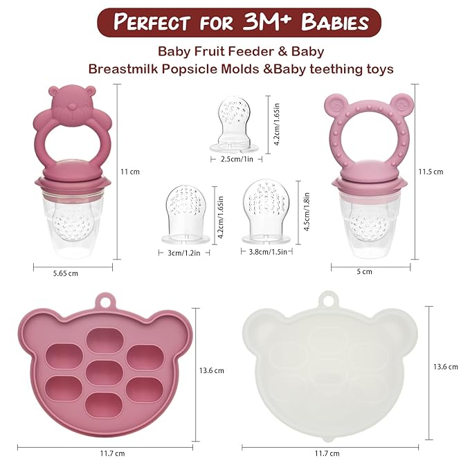 Baby Breastmilk Popsicle Molds & Baby Fruit Feeder (6 Pack), WAJIAYON Infant Food Freezer Tray Storage Containers, Silicone Teething Pacifier Feeder and Teether for Babies